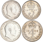 Großbritannien: Edward VII. 1901-1910: Maundy Set 1908 (1, 2, 3 und 4 Pence) KM# MDS 160. In Quadrumdose aufbewahrt, vorzüglich.
 [differenzbesteuert...