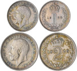 Großbritannien: George V. 1910-1936: Maundy Set 1923 (1, 2, 3 und 4 Pence) KM# MDS 181. In Quadrumdose aufbewahrt, Münzen teils mit Belag, vorzüglich....