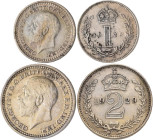 Großbritannien: George V. 1910-1936: Maundy Set 1929 (1, 2, 3 und 4 Pence) KM# MDS 187. In Quadrumdose aufbewahrt, Münzen teils mit Belag, vorzüglich....
