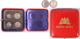 Großbritannien: George VI. 1936-1952: Maundy Set 1941 (1, 2, 3 und 4 Pence) KM# MDS 200. In original Etui ”Moundy Money”, leicht beschädigt, Münzen mi...