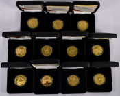 Deutschland: 11 x 100 Euro Goldmünzen der BRD, dabei 3 x 2002 Euroeinführung (J. 493), 2 x 2003 Quedlinburg (J. 502), 2 x 2004 Bamberg (J. 509), 1 x 2...