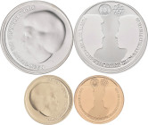 Niederlande: 2 x 10€ 2002 als Hochzeit-Set in einer hölzernen Gesamtbox. Beide Münzen in prooflike Qualität, in Etui wie von der Koninklijke Nederland...