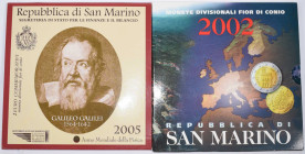 San Marino: Kleines Lot, dabei KMS 2002 sowie die 2€ Gedenkmünze Galilei (Münze stark angelaufen).
 [differenzbesteuert]