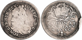 Altdeutschland und RDR bis 1800: Augsburg: Silberabschlag von den Stempeln des Dukaten 1690 auf die Krönung Josephs zum römischen König. 2,48 g. Vgl. ...