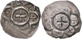 Altdeutschland und RDR bis 1800: Bamberg-Bistum, Otto II. von Andechs 1177-1196: Dünnpfennig, Kreuz umgeben von 6 Halbbögen mit Kranz / Thronender Bis...