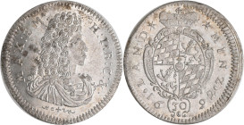 Altdeutschland und RDR bis 1800: Bayern, Maximilian II. Emanuel 1679 - 1726: 30 Kreuzer (½ Gulden) 1692 CZ, München. Brustbild nach rechts, darunter S...
