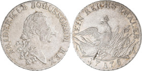 Altdeutschland und RDR bis 1800: Brandenburg-Preußen, Friedrich II. der Große 1740-1786: Taler 1776 A (Reichstaler). 22,05 g. Davenport 2590, Olding 7...