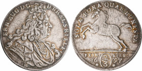 Altdeutschland und RDR bis 1800: Braunschweig-Calenberg-Hannover, Ernst August 1679-1698: 2/3 Taler 1697 HB Clausthal. 12,91 g. Davenport 397, Welter ...