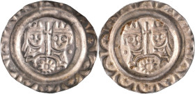 Altdeutschland und RDR bis 1800: Donauwörth, königliche Münzstätte, Heinrich VI. 1190-1197: Brakteat, gekrönten Brustbilder des Königs und seiner Gema...