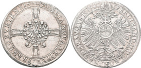 Altdeutschland und RDR bis 1800: Frankfurt: Taler 1635 (Reichstaler) mit Titel Ferdinand II. Adler auf Kreuz Doppeladler mit Reichsapfel auf der Brust...