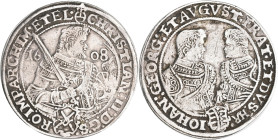 Altdeutschland und RDR bis 1800: Sachsen, Christian II., Johann Georg I. und August 1591-1611: Reichstaler 1608, 28,9 g, Keilitz/Kahnt 228, Schnee 767...