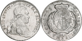 Altdeutschland und RDR bis 1800: Sachsen, Friedrich August III. (I.) 1763-1827: 1/3 Taler 1793 IEC, Dresden, Kahnt 1115, 7,01 g, gereinigt, feine Krat...