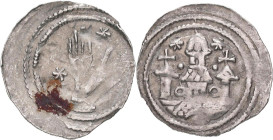 Altdeutschland und RDR bis 1800: Salzburg-Erzbistum, Adalbert II. vom Böhmen 1168-1200: Pfennig, Laufen, Hand umgeben von 6-strahligen Sternen / 3-tür...