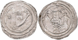 Altdeutschland und RDR bis 1800: Salzburg-Erzbistum, Adalbert II. vom Böhmen 1168-1200: Pfennig, Laufen, Hand umgeben von 6-strahligen Sternen / 3-tür...