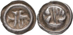 Altdeutschland und RDR bis 1800: Schlesien, Oppeln-Herzogtum, Bolko V. 1430-1460: Hohlheller, 1/2 Kreuz + 1/2 Adler, Friedensburg 797, 0,22 g, sehr sc...
