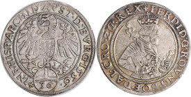 Haus Habsburg: Ferdinand I. 1521-1564: ½ Guldentaler 1556 zu 36 Kreuzern, Hall, 15,4 g, Moser/Tursky 126, sehr schön.
 [differenzbesteuert]