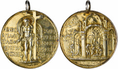 Haus Habsburg: Ferdinand I. 1521-1564: große altvergoldete Silbergussmedaille o.J. (1560/1565) auf Christus als Wegweiser im Leben. Modell nach Lukas ...