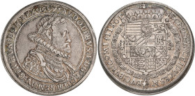 Haus Habsburg: Rudolph II. 1576-1612: Reichstaler 1607, Hall, sog. Alchemistentaler, 28 g, Davenport 3006 Anm., sehr schön.
 [differenzbesteuert]