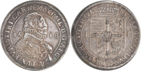 Haus Habsburg: Erzherzog Maximilian 1602-1618: Reichstaler 1618 Hall, 28,6g, Davenport 3324, Moser/Tursky 416, gutes sehr schön.
 [differenzbesteuert...