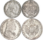 Haus Habsburg: Karl VI. 1711-1740: Lot 2 Stück, 6 Kreuzer 1740, Hall und 3 Kreuzer 1739, Hall, Herinek 682, 683. Sehr schön - vorzüglich, vorzüglich....
