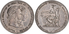 Haus Habsburg: Franz Joseph I. 1848-1916: Doppelgulden / 2 Gulden 1879, zur Silberhochzeit mit Elisabeth (Sisi) von Bayern. Davenport 31, Frühwald 190...