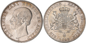 Anhalt-Bernburg: Alexander Carl 1834-1863: Taler 1859 A (Vereinstaler), AKS 14, Jaeger 72, winzige Kratzer und Randunebenheiten, feine Tönung, vorzügl...
