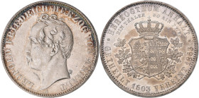 Anhalt-Dessau: Leopold Friedrich 1817-1871: Taler 1863 (Vereinstaler), auf die Wiedervereinigung der Linien Dessau und Bernburg. AKS 35, Jaeger 77. Kl...
