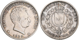 Baden: Ludwig 1818-1830: Taler 1829 (Thaler zu 100 Kreuzer im Kronentalerfuß), AKS 53, Jaeger 41. Kratzer und Randfehler, gereinigt, sehr schön.
 [di...