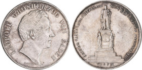 Baden: Karl Leopold Friedrich 1830-1852: Gedenkdoppeltaler 1844, Carl-Friedrich-Denkmal. AKS 110, Jaeger 59. Kratzer, sehr schön - vorzüglich.
 [diff...