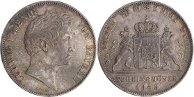 Bayern: Ludwig I. 1825-1848: Doppeltaler 1848 (3½ Gulden 2 Thaler Vereinsmünze), AKS 74, Jaeger 65. Kratzer, Patina, sehr schön+.
 [differenzbesteuer...