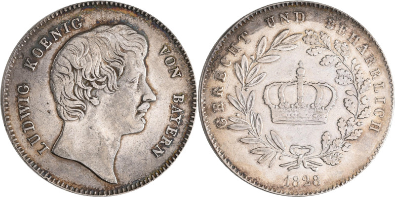 Bayern: Ludwig I. 1825-1848: Taler 1828 (Kronentaler), AKS 75, Jaeger 23, Kratze...