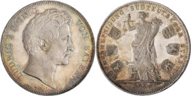 Bayern: Ludwig I. 1825-1848: Geschichtsdoppeltaler 1837, Münzvereinigung. Randschrift DREY - EINHALB GULDEN ** VII E. F. M. ** AKS 98a, Jaeger 66. Fei...