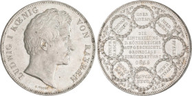 Bayern: Ludwig I. 1825-1848: Geschichtsdoppeltaler 1838, Einteilung des Königreiches. Randschrift DREY - EINHALB GULDEN ** VII E. F. M * AKS 99, Jaege...