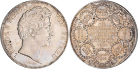 Bayern: Ludwig I. 1825-1848: Geschichtsdoppeltaler 1838, Einteilung des Königreiches. Randschrift DREY EIN HALBER GULDEN * VII E. F. M. ** AKS 99b, Ja...