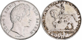 Bayern: Ludwig I. 1825-1848: Geschichtsdoppeltaler 1839, Reitersäule Maximilian I. Randschrift DREY - EINHALB GULDEN ** VII E. F. M. ** AKS 100 b, Jae...