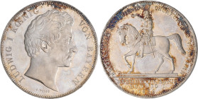 Bayern: Ludwig I. 1825-1848: Geschichtsdoppeltaler 1839, Reitersäule Maximilian I. Randschrift DREY - EINHALB GULDEN ** VII E. F. M. ** AKS 100 b, Jae...