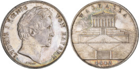Bayern: Ludwig I. 1825-1848: Geschichtsdoppeltaler 1842, Walhalla. Randschrift DREY - EINHALB GULDEN ** VII E. F. M. ** AKS 103, Jaeger 71, winziger R...