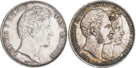 Bayern: Ludwig I. 1825-1848: Geschichtsdoppeltaler 1842, Vermählung des Kronprinzen. Randschrift DREY - EINHALB GULDEN ** VII E F M ** AKS 104, Jaeger...