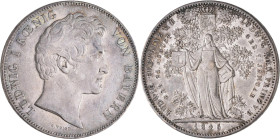 Bayern: Ludwig I. 1825-1848: Geschichtsdoppeltaler 1845, Geburt des Erbprinzen Ludwig. AKS 108, Jaeger 76, feine Tönung, Kratzer, sehr schön.
 [diffe...