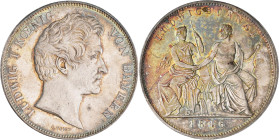 Bayern: Ludwig I. 1825-1848, Geschichtsdoppeltaler 1846, Ludwigscanal. Randschrift DREY - EINHALB GULDEN ** VII E F M ** AKS 109, Jaeger 77. Feine Tön...