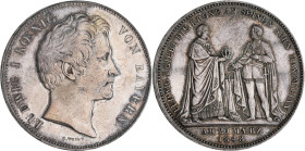 Bayern: Ludwig I. 1825-1848: Geschichtsdoppeltaler 1848, Übergabe der Krone. Randschrift DREY - EINHALB GULDEN ** VII E F M ** AKS 111, Jaeger 79. Der...