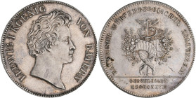 Bayern: Ludwig I. 1825-1848: Geschichtstaler Probe 1827, Bayerisch-Würtembergischer Zollverein. Probeprägung, 27,99 g. Text GESCHLOSSEN MDCCCXXVII im ...