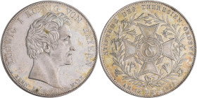 Bayern: Ludwig I. 1825-1848: Geschichtstaler Probe 1827, Stiftung des Theresien-Ordens. Probe mit Datum AM 12 DEC 1827. AKS 120, Kahnt 81 f. Tolle Pat...