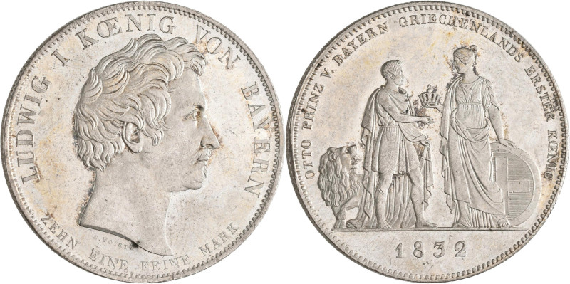 Bayern: Ludwig I. 1825-1848: Geschichtstaler 1832, Otto, Griechenlands erster Kö...