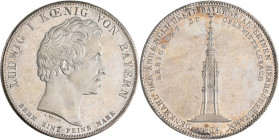 Bayern: Ludwig I. 1825-1848: Geschichtstaler 1834, Denkmal zu Oberwittelsbach. AKS 131, Jaeger 46, winzige Kratzer, kleine Randfehler, von polierten S...
