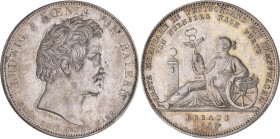 Bayern: Ludwig I. 1825-1848: Geschichtstaler 1835, Erste Eisenbahn von Nürnberg nach Fürth, AKS 135, Jaeger 50, Kratzer, sehr schön - vorzüglich.
 [d...