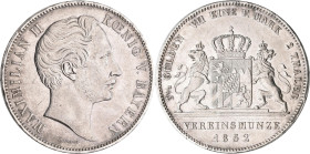 Bayern: Maximilian II. Joseph 1848-1864: Doppeltaler 1852 (3½ Gulden 2 Thaler Vereinsmünze). AKS 146, Jaeger 85, kleine Randfehler und Kratzer, sehr s...
