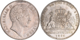 Bayern: Maximilian II. Joseph 1848-1864: Doppeltaler 1854 (3½ Gulden 2 Thaler Vereinsmünze). AKS 146, Jaeger 85, winzige Randfehler und Kratzer, vorzü...