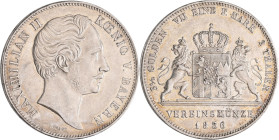Bayern: Maximilian II. Joseph 1848-1864: Doppeltaler 1856 (3½ Gulden 2 Thaler Vereinsmünze). AKS 146, Jaeger 85, kleine Kratzer, fast vorzüglich.
 [d...