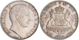 Bayern: Maximilian II. Joseph 1848-1864: Doppeltaler 1863 (Zwei Vereinsthaler). AKS 148, Jaeger 96, kleine Kratzer, von polierten Stempeln, kleines Gr...